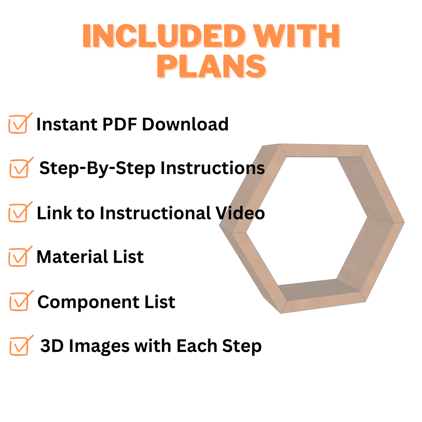 Hexagon Shelf Plans - Step-by-Step Instructions (PDF)