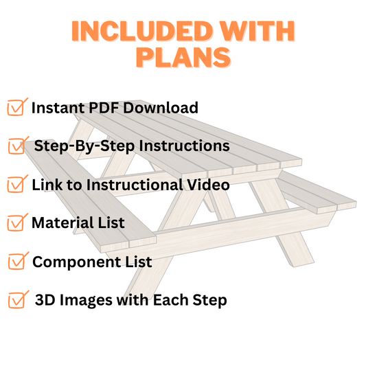 8ft Picnic Table Plans - Step-by-Step Instructions (PDF)