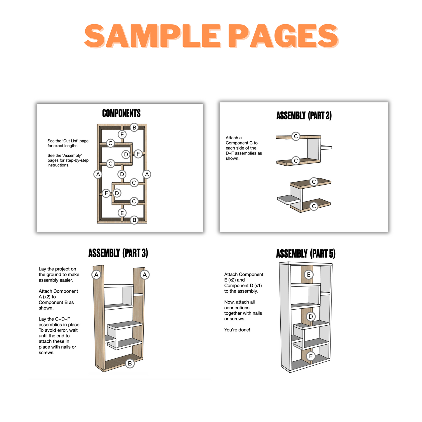 Bookshelf Plans - Step-by-Step Instructions (36" x 72") V.2
