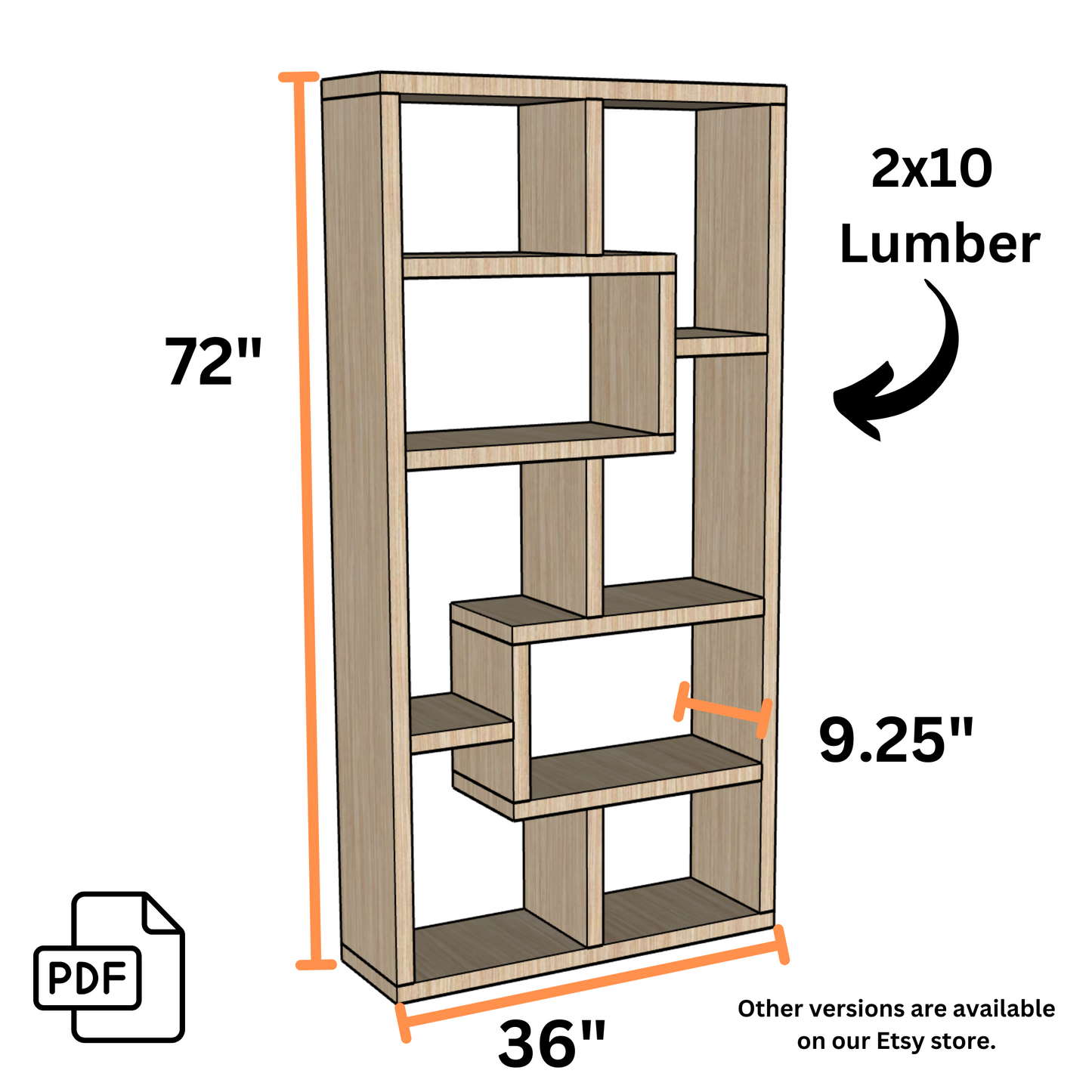 Bookshelf Plans - Step-by-Step Instructions (36" x 72")